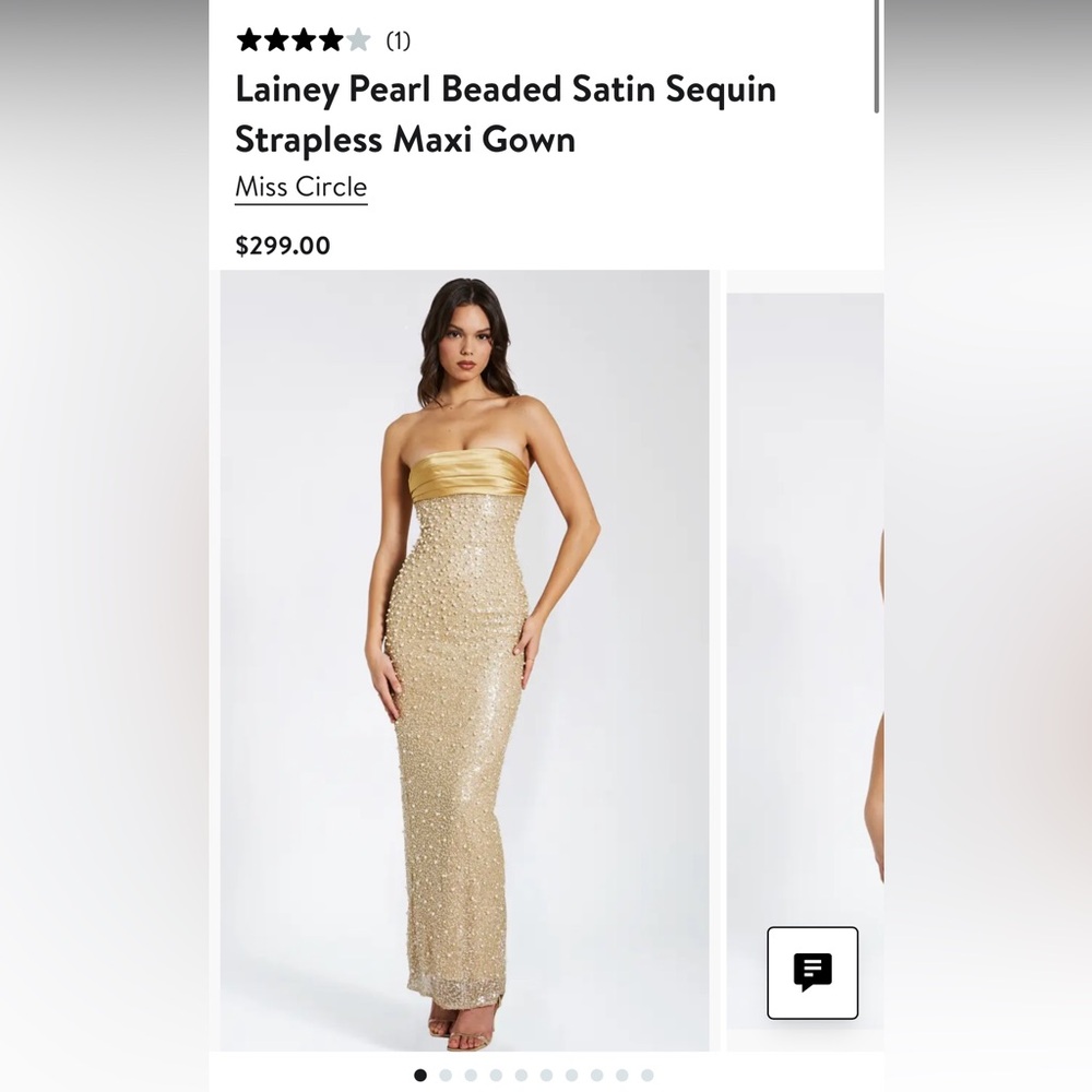 Miss Circle Gold Strapless Maxi Dress - WORN ONCE